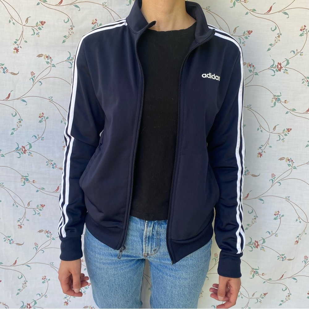 Adidas navy full zip jacket XS